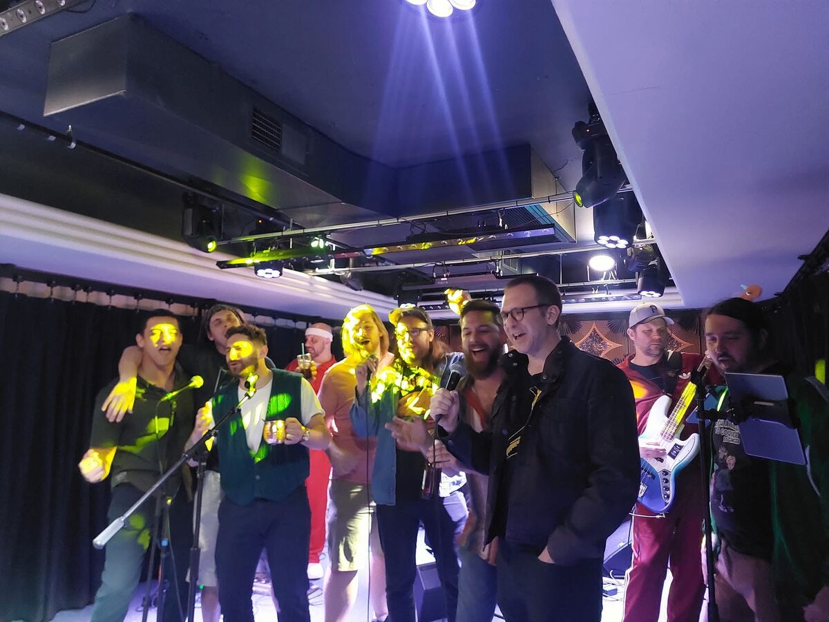 The Entire Crowd Singalong — a packed stage of fans singing together with the band